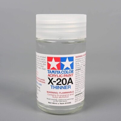 Tamiya Acrylic/Poly Thinner X20A 46Ml (1.5 oz.) Extra Large Glass Bottle  81030