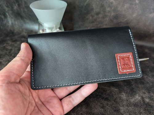 Handmade Genuine Leather Long Wallet/Natural Leather Custom Purse/Zipper Wallet - Picture 3 of 14
