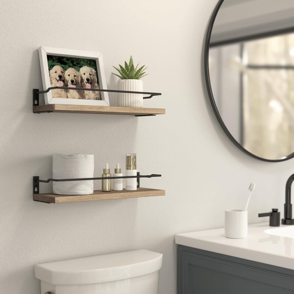 Bathroom Shelves, Guard-Rail Floating Shelves for Wall, Wall Mounted ...