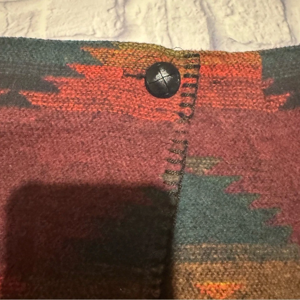Винтажная 90-х лучшая американская шерстяная смесь ацтекская юбка с запахом сделано в США размер 5/6 - Изображение 2 из 4