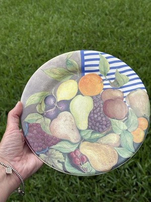 Gien France La Ronde Des Fruits Set 12 Salad Dessert Plates 8.5  Faience