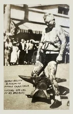 Tattooed Man Rasmus Nielsen Blacksmith Strong Man RPPC Postcard COPY