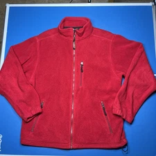 VINTAGE LL Bean Mens Jacket Sweater Medium Red Full Zip Classic Fleece Outdoors