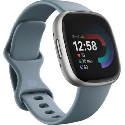 Fitbit FB523SRAG-US Versa 4 Fitness Smartwatch - Waterfall Blue/Platinum