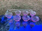 Balda Central Glass Works Set 7 PINK Champagne High Sherbets Elegant Depression