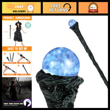 LED Witch Staff - Light Up Vintage Walking Cane Prop for Halloween Costume Party