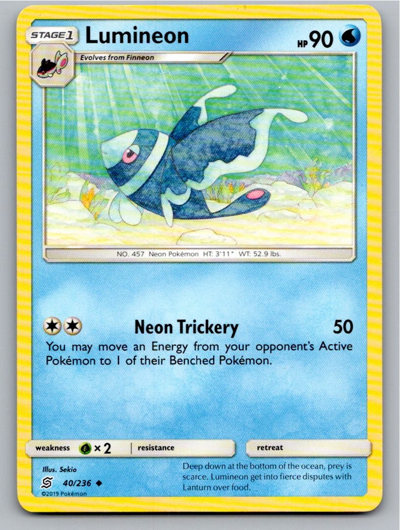 2019 POKEMON LUMINEON UNIFIED MINDS 40/236 UNCOMMON NM A49582 FREE S&H