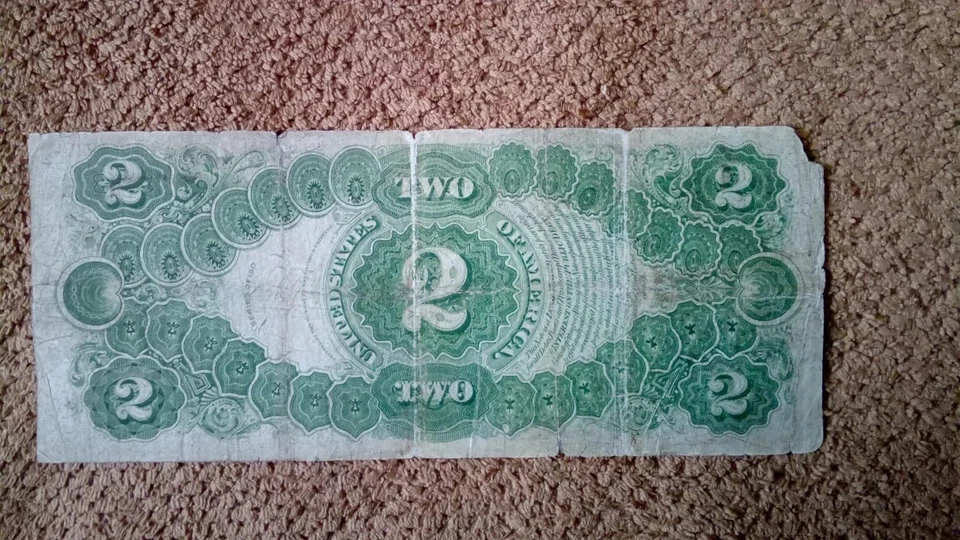1917 $2 TWO DOLLAR LARGE SIZE BANKNOTE, NICE, F+/F++ , COSMETICALLY REPAIRED - Image 2 of 4