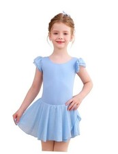 Ballet Leotards for Girls Ruffle Sleeve Ballet Dance Dress Tutu 4-5T Blue