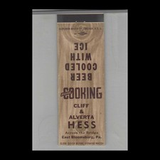 Matchbook Cover Cliff & Alverta Hess Restaurant East Bloomsburg, PA
