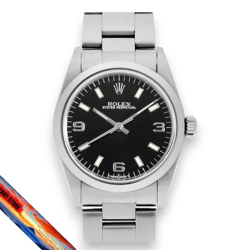 Rolex Oyster Perpetual 77080 Black 369 White Bar Unisex Watch