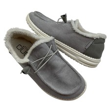 Hey Dude Wendy Corduroy Grey Faux Fur Lined Slip On Loafers 121413069 Womens 8