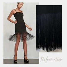 Reformation Aphelia Fringe Dress Trampoline Black XS New with Tags