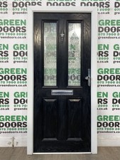 COMPOSITE FRONT DOOR BLACK EXTERNAL EXTERIOR WOODGRAIN DOUBLE GLAZED USED