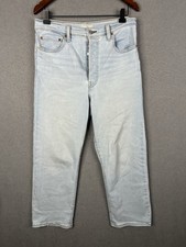 Levi's Ribcage Straight Jeans Women's 31 Button Fly Denim Ankle Light Wash