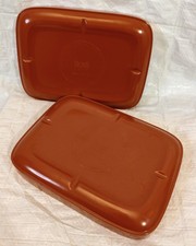 ROSTI DENMARK VINTAGE APPETISER TRAYS DESIGNED BY FALLE ULDALL ORANGEY BROWN VGC