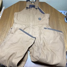 Mens L Berne SHORT Chest 44-46 Brown Insulated Bib Overalls Work Canvas Khaki