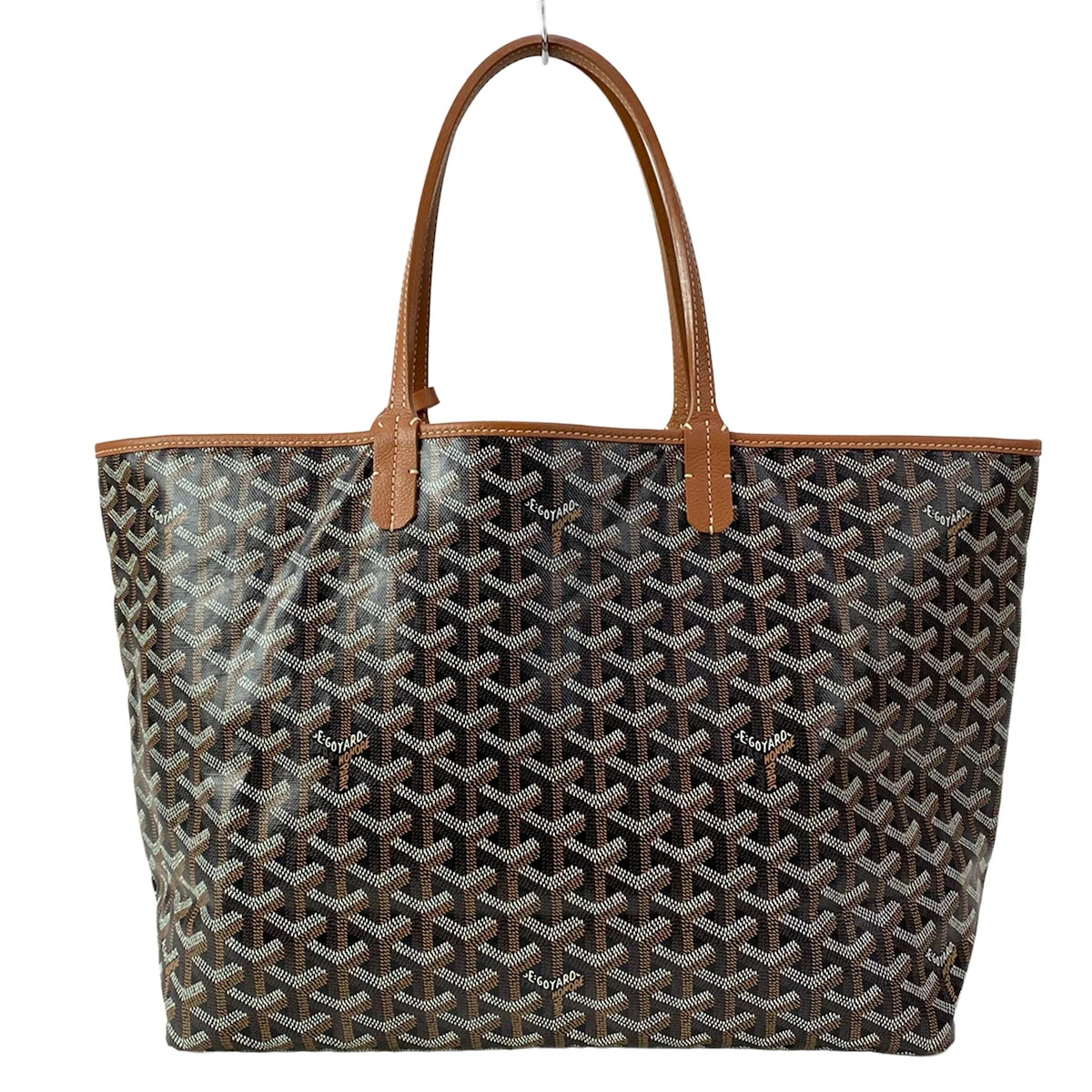 GOYARD Saint Louis PM Brown White Dark Brown Coated Canvas Leather Tote Bag