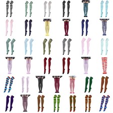 Multicolored Striped Long Socks Women Thigh High Over the Knee Stockings