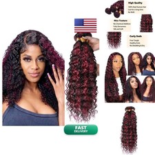 Habiliana Human Hair Bundles 24 26 28" Jerry Curly Wave Burgundy P1B/99J