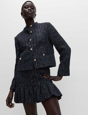 Marks & Spencer Womens Navy Mix Tweed Mini A Line Skirt - M&S