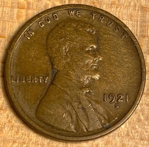 1921 S Lincoln Wheat Cent Penny - EF-XF Condition