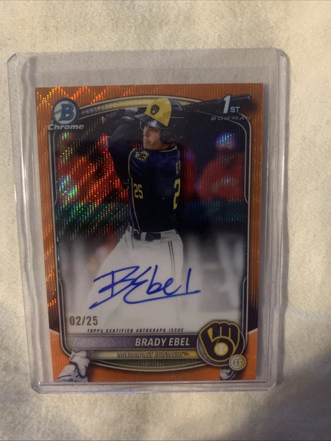 2025 Bowman Draft Baseball Brady Ebel Orange Wave Autogramm /25