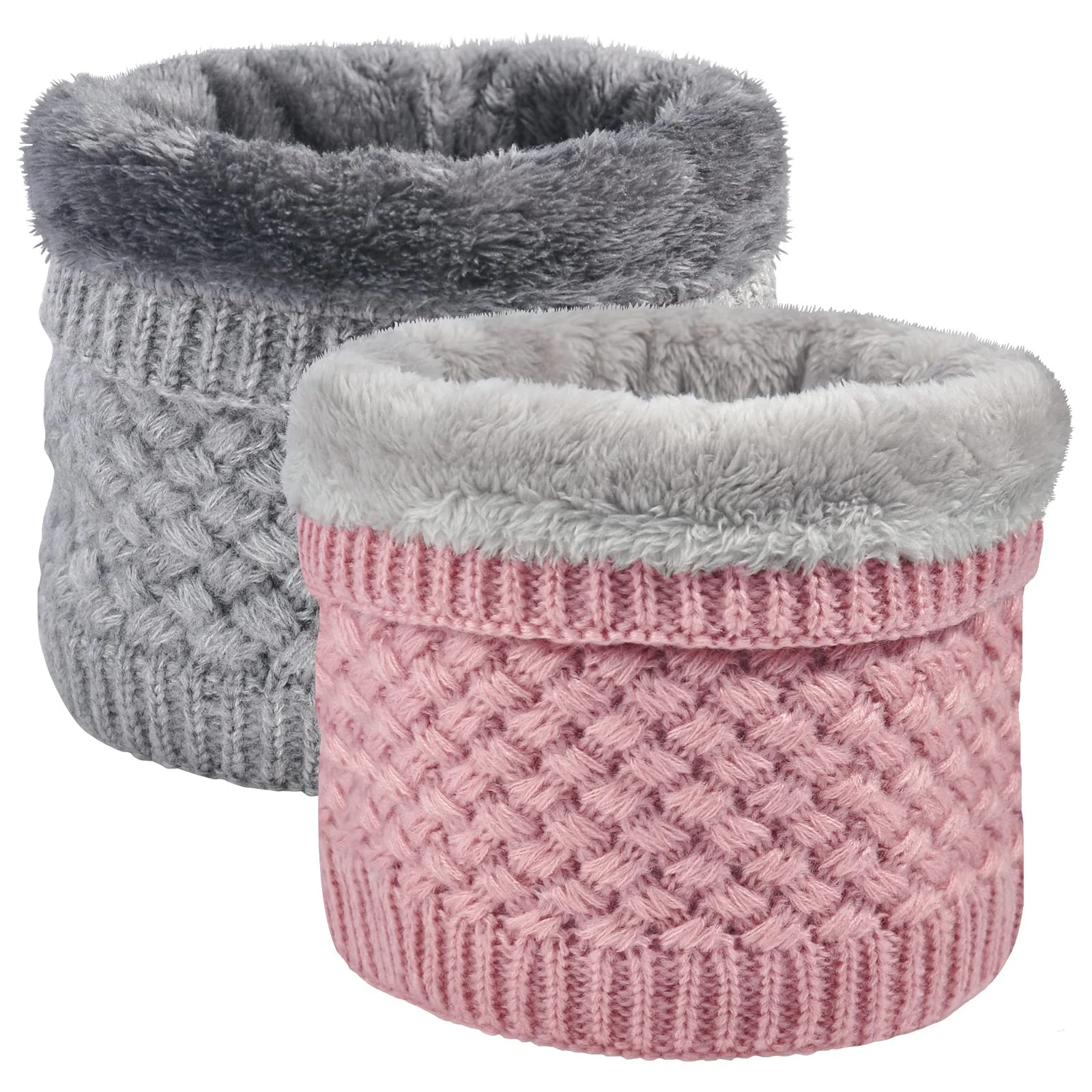 2 Pack Neck Warmer Men Fleece Neck Gaiter Women Scarf Winter Double-layer Thi...