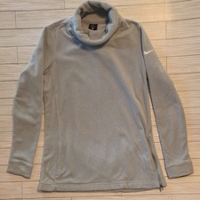 Nike Dri-FIT Women's Gray Fleece 1/4 Zip Mock Neck Long Sleeve Pullover S