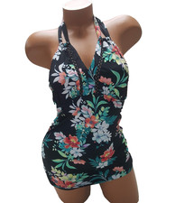 Tommy Bahama Floral Reversible Halter Tankini, Black Multi, Small