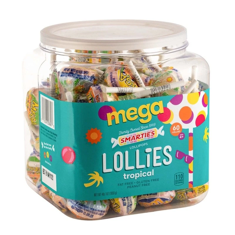 Mega Lollies sem glúten frasco de 65 oz doces amigáveis à alergia 60 unidades guloseimas novo - Imagem 4 de 4