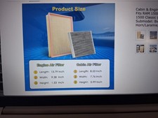 Cabin & Engine Air Filter Kit Fits RAM 1500 (2019-2026), 1500 Classic (2021-2024