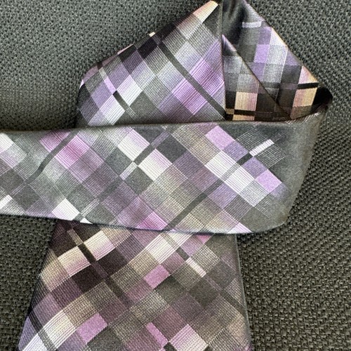 Calvin Klein Purple Geometric X-long Men's Tie 100% Silk 62"x3.75" XL Necktie - Picture 4 of 12