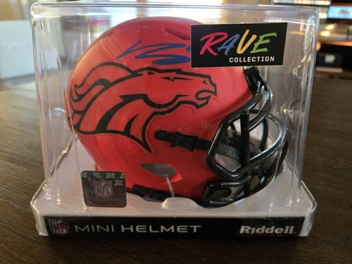 Bo Nix Signed Denver Broncos Rave Mini Speed Helmet BAS COA