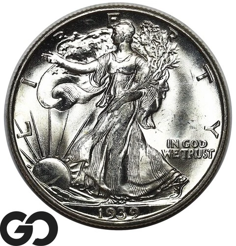 1939 Walking Liberty Half Dollar, Swirling Luster, Solid Gem BU++