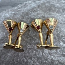 Gold Tone Double Martini Glasses Cuff Links