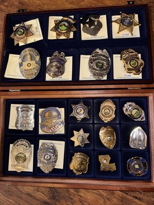 Göde Sheriffsterne, Polizeiabzeichen, Sammlung mit Papiere, Karneval, 21 Stück