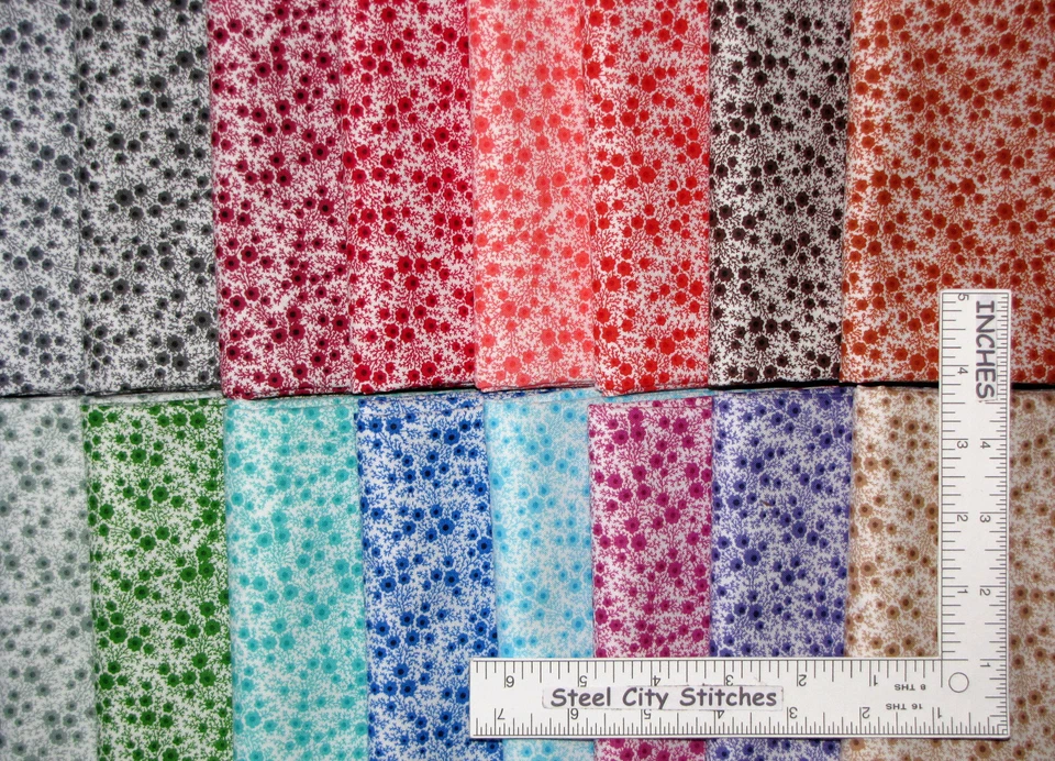 Tecido de algodão Wildflower Fields cor flores pacote fat quarter (16) FQ 18"X22" - Imagem 2 de 2