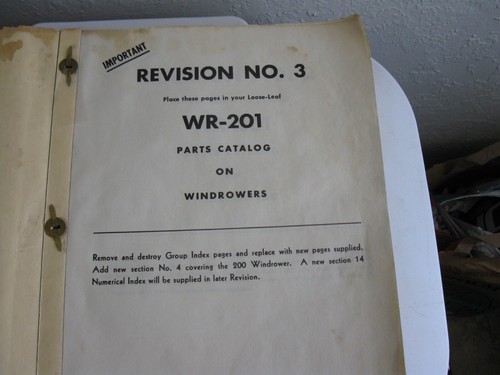 McCormick WR-201 Windrower Parts Catalog International Harvester Co - Picture 6 of 19