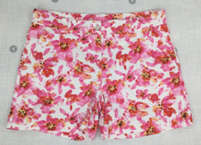 Isaac Mizrahi Colorful Pink Floral Chino Shorts Pockets Womens Sz 16