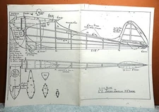 JERSEY JAVELIN Co2 CLONE BALSA FREE FLIGHT MODEL AIRPLANE PLANS 23" WINGSPAN