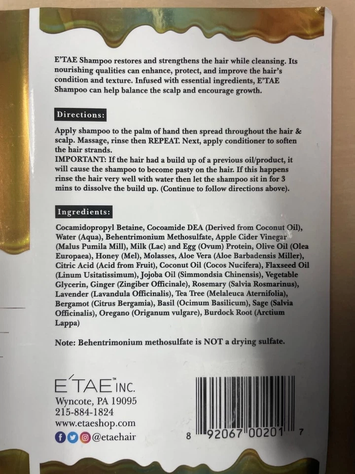Champú penetrante profundo E'tae Carmelux 12 oz Foto 2 de 2