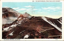 Switchbacks Pikes Peak Auto Hwy Colorado Springs CO WB Postcard PM Cancel WOB