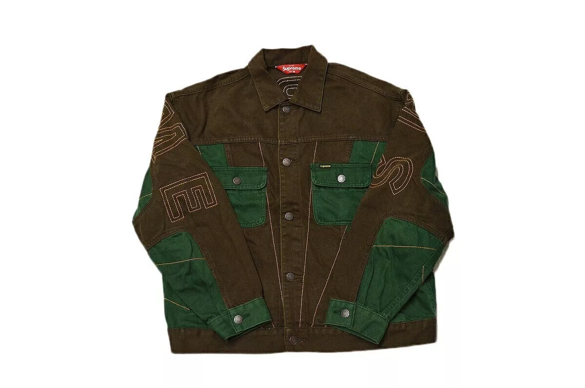 Veste camionneur en denim brodé radial Supreme 23AW marron taille M survêtement