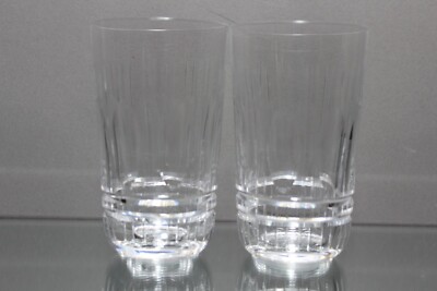 Two (2) Waterford Crystal Deirdre 12oz MCM Tumbler Glass 5'' Cut Line Thumbprint