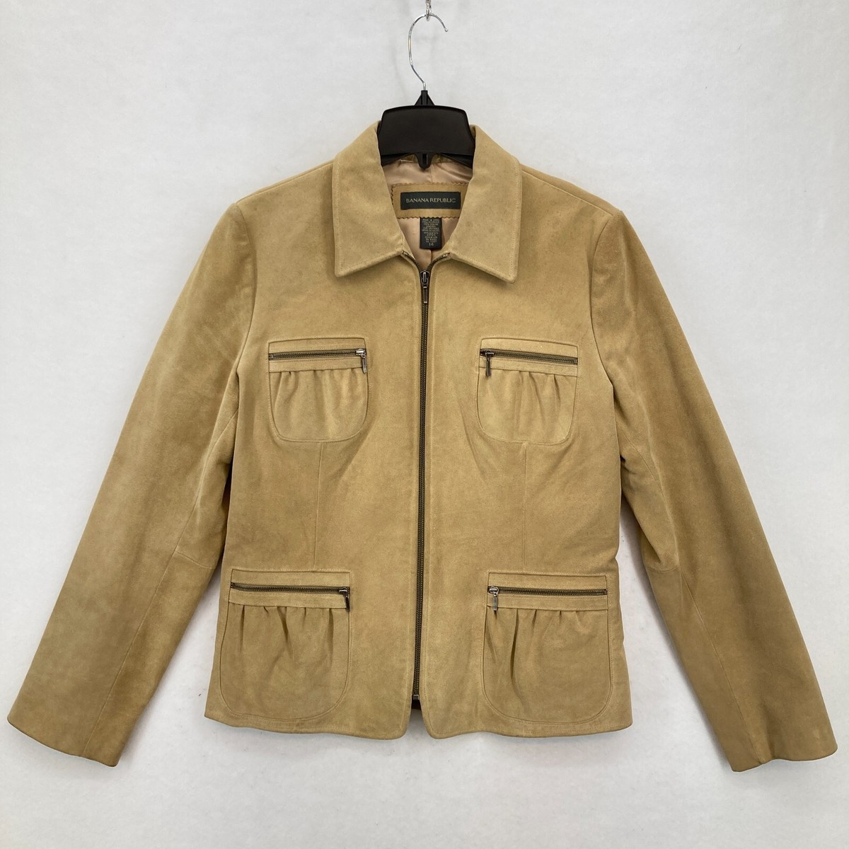 Vintage Banana Republic Suede Leather Moto Jacket Women's 14 Brown