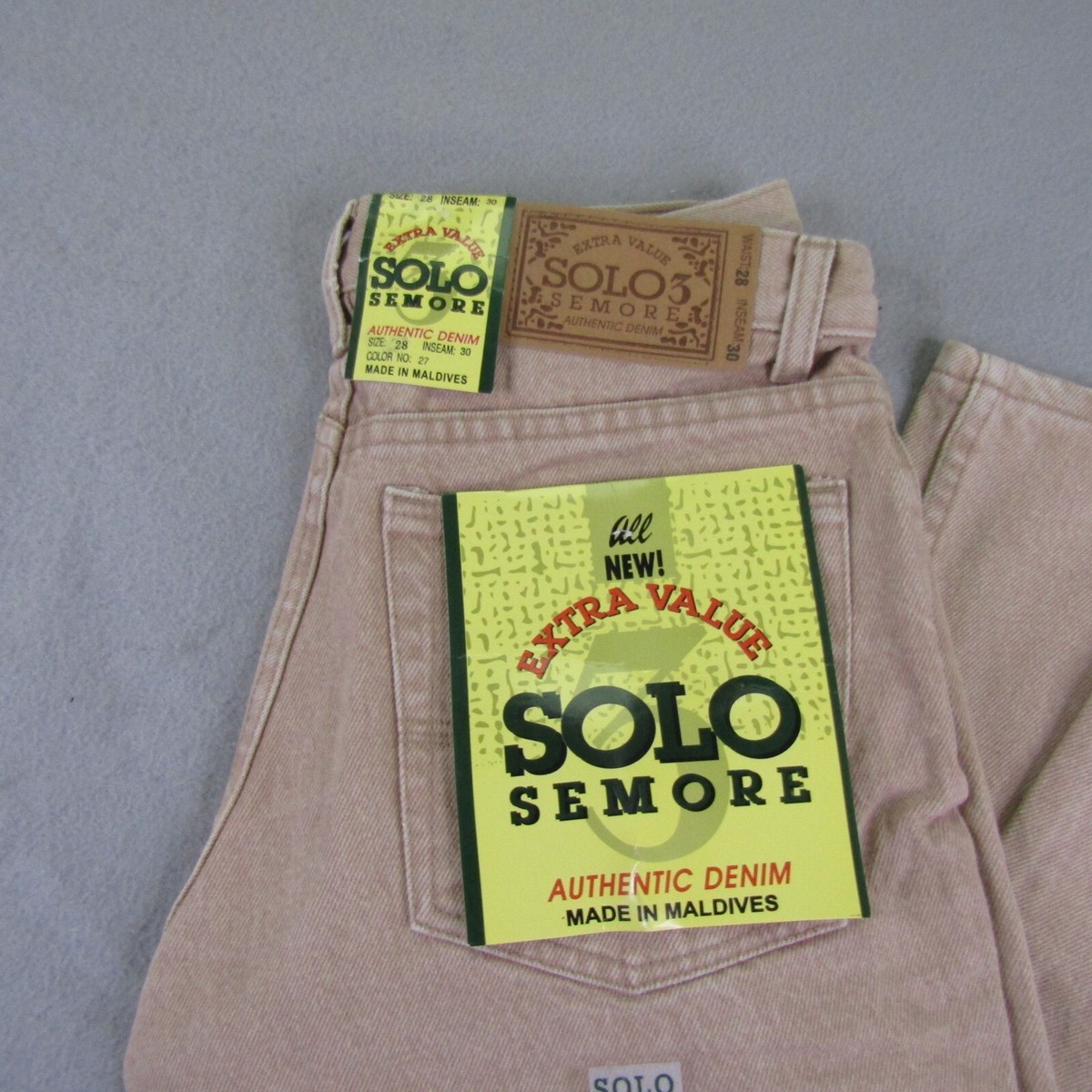 Vintage Solo Semore Jeans Mens 28x30 Khaki Denim Straight Vintage Solo Semore Jeans Mens 28x30 Khaki Denim Straight