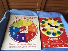 2 VINTAGE PLAYSKOOL LEARNING EDUCATION TOYS CLOCKS TELLING TIME