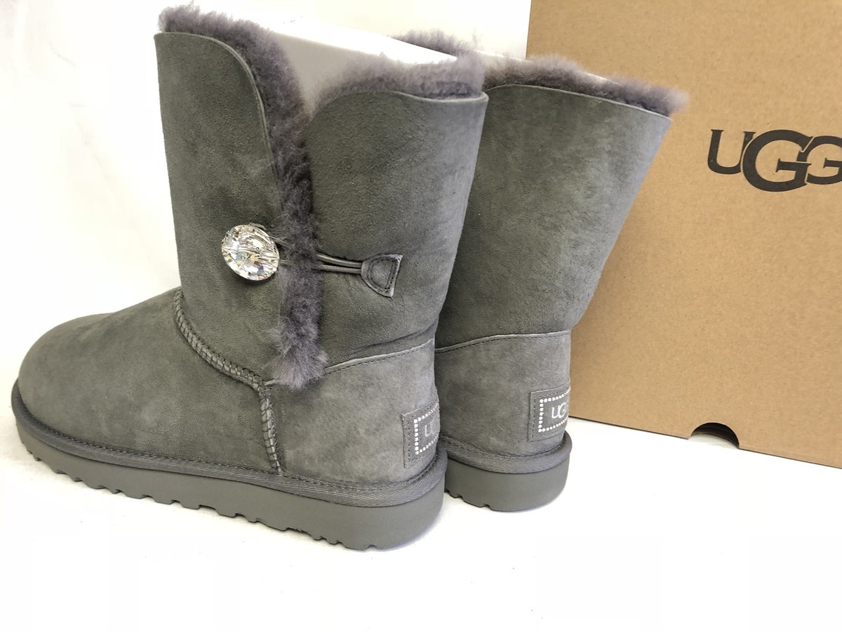 UGG AUSTRALIA BAILEY BUTTON BLING Grey Gray BOOT ORIGINAL Women's