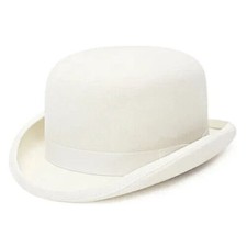 Derby Bowler 100 Wool Felt with Removable Feather Fedora Hat for Men